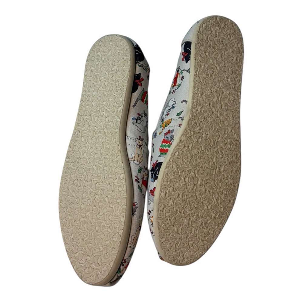 TOMS Christmas Cats Slip On Flats Size 9 - Picture 5 of 6
